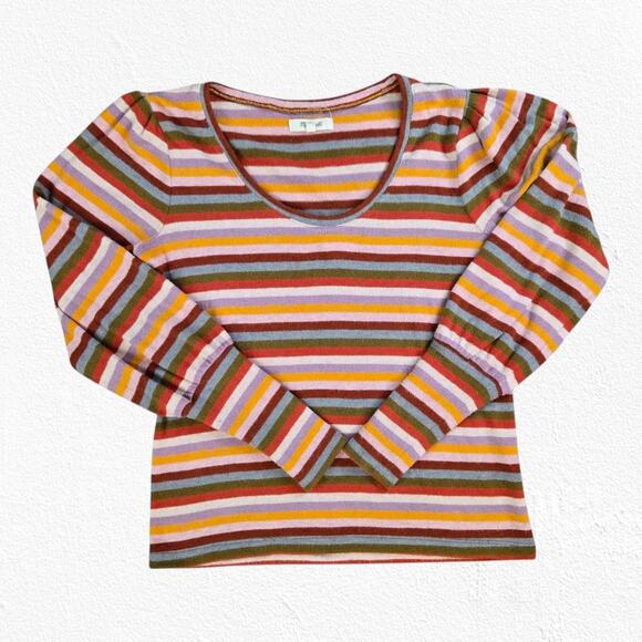 Madewell Retro Multicolor Striped Round Neck Long Sleeve Soft Sweater Size XS - Picture 1 of 8